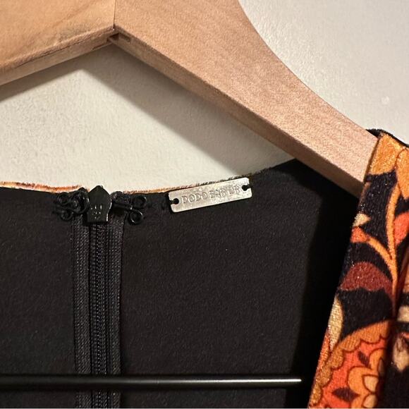NWT DODO BAR OR Velvet Orange Black Floral Long Sleeve Mini Dress 44 8 - Picture 11 of 11